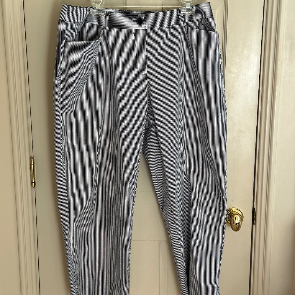 Anne Klein Black and White Striped Pants 14W/NWOT